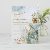 Watercolor Botanicals Winter Wedding Gold Accents 招待状 (スタンド正面)