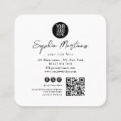 Watercolor Bouquet Floral Burgundy & QR Code Logo  スクエア名刺 (裏面)