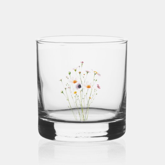 Watercolor bouquet of wildflowers ウイスキーグラス (正面)