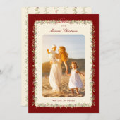 watercolor bow botanical frame 1 photo flat  シーズンカード (正面/裏面)