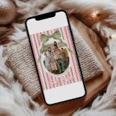 Watercolor Bow Family Photo Christmas Card シーズンカード