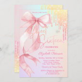 Watercolor Bow Glitter Drips Colorful Sweet 16   招待状 (正面/裏面)
