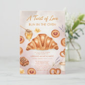 watercolor bread Bun in the Oven Baby Shower 招待状 (スタンド正面)