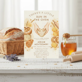 watercolor bread Bun in the Oven Baby Shower 招待状