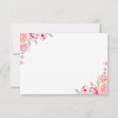 Watercolor Bridal Shower | Pink Flowers サンキューカード (裏面)