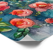 Watercolor Bridge Garden Floral  ポスター (角)