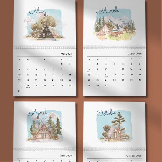 Watercolor Bright & Cheerful 2026 Planner カレンダー