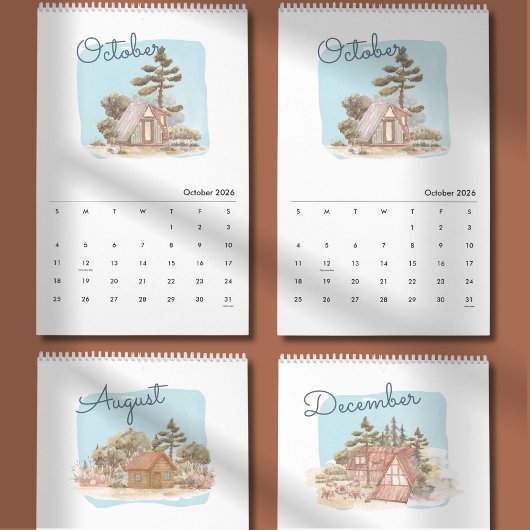 Watercolor Bright & Cheerful 2026 Planner カレンダー