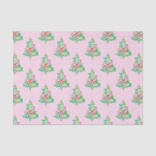 Watercolor Bright Colors Coquette Christmas Tree 薄葉紙 (正面)