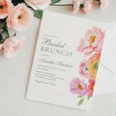 Watercolor Bright Floral Bridal Brunch Invitation 招待状