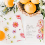 Watercolor Bright Floral Bridal Brunch Invitation 招待状