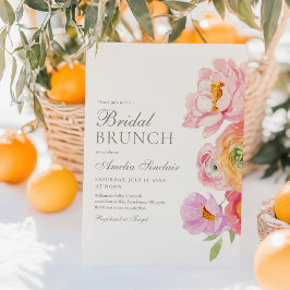 Watercolor Bright Floral Bridal Brunch Invitation 招待状
