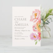 Watercolor Bright Floral Photo Wedding Invitation 招待状 (スタンド正面)