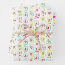 Watercolor Bright Mahjong Tiles ラッピングペーパーシート