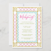 Watercolor Bright Mahjong Tiles & Bamboo Party 招待状 (正面)