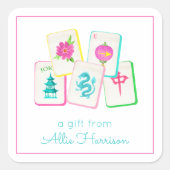 Watercolor Bright Mahjong Tiles Enclosure スクエアシール (正面)