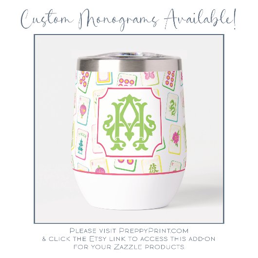 Watercolor Bright Mahjong Tiles Monogram