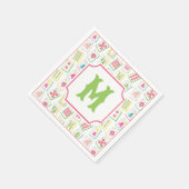 Watercolor Bright Mahjong Tiles Monogram スタンダードカクテルナプキン (角)