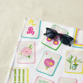 Watercolor Bright Mahjong Tiles Monogram ビーチタオル (インサイチュ)
