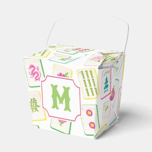 Watercolor Bright Mahjong Tiles Monogram フェイバーボックス (正面サイド)
