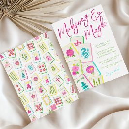 Watercolor Bright Mahjong Tiles Party 招待状