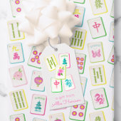Watercolor Bright Mahjong Tiles Personalized ギフトタグ