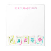 Watercolor Bright Mahjong Tiles Personalized ノートパッド (正面)