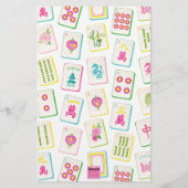 Watercolor Bright Mahjong Tiles Personalized 便箋 (裏面)