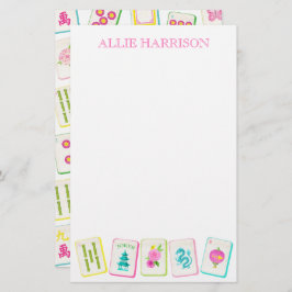 Watercolor Bright Mahjong Tiles Personalized 便箋