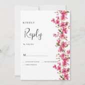Watercolor bright pink blossom flowers RSVP  招待状 (正面)