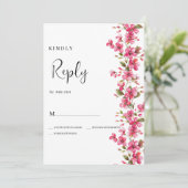 Watercolor bright pink blossom flowers RSVP  招待状 (スタンド正面)
