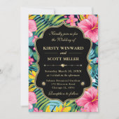 Watercolor Bright Tropical Preppy Flowers Wedding 招待状 (正面)