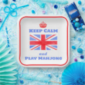 Watercolor British Union Jack Keep Calm Mahjong ペーパープレート (パーティー)