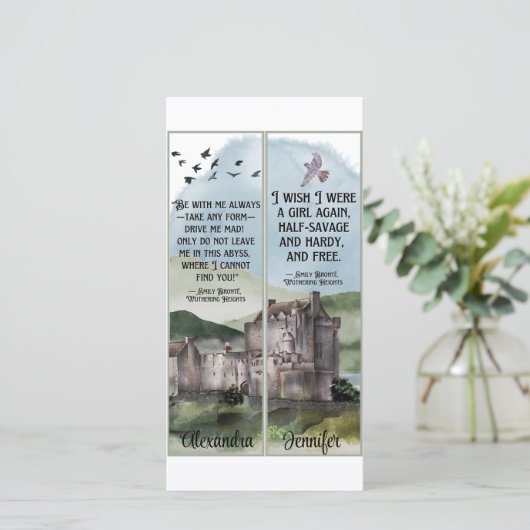 Watercolor Bronte Wuthering Heights Book Bookmarks カード (スタンド正面)