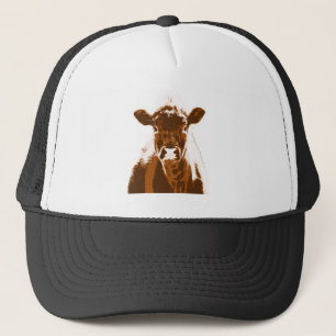 Watercolor Brown Cow Farm Animal Nature Art キャップ