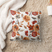 Watercolor Brown Floral Pattern クッション (ブランケット)