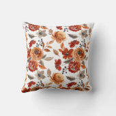 Watercolor Brown Floral Pattern クッション (裏面)