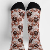 Watercolor brown grey floral pattern.  ソックス (上部)