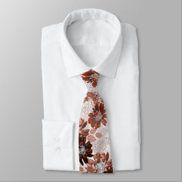 Watercolor brown grey floral pattern.  ネクタイ