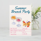 Watercolor Brunch Party Adult Birthday  招待状 (スタンド正面)