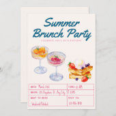 Watercolor Brunch Party Adult Birthday  招待状 (正面/裏面)