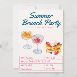 Watercolor Brunch Party Adult Birthday  招待状