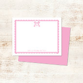 Watercolor Bubblegum Pink Bow Preppy Monogram ノートカード