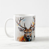 Watercolor Buck Deer Hunter コーヒーマグカップ (左)