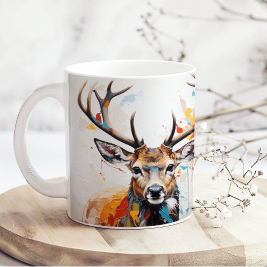 Watercolor Buck Deer Hunter コーヒーマグカップ