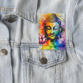 Watercolor Buddha Rainbow Personalized Name  缶バッジ (インサイチュ)