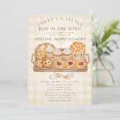 watercolor Bun in the Oven Bakery Baby Shower 招待状 (スタンド正面)
