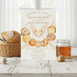 watercolor Bun in the Oven Bakery Baby Shower 招待状