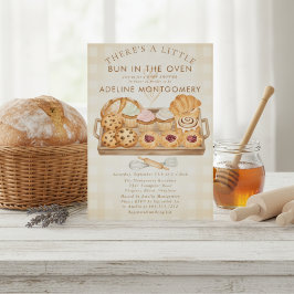 watercolor Bun in the Oven Bakery Baby Shower 招待状