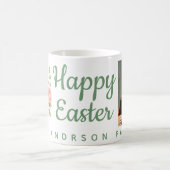 Watercolor Bunnt and Pink Floral Wreath Easter コーヒーマグカップ (中央)